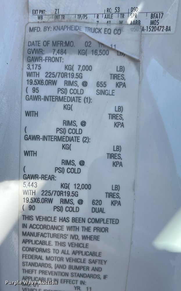 image for item DP2105 2011 Ford F450 Super Duty XL  utility / service truck