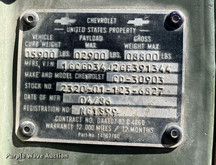 image for item DP2108 1986 Chevrolet CD-30903  pickup truck