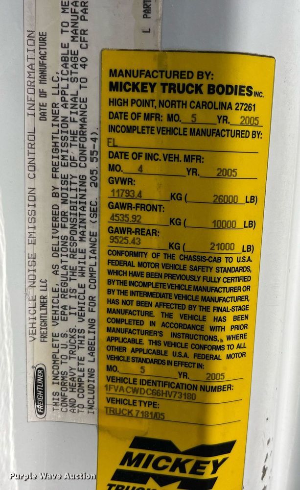 image for item DP2111 2006 Freightliner Business Class M2  delivery truck