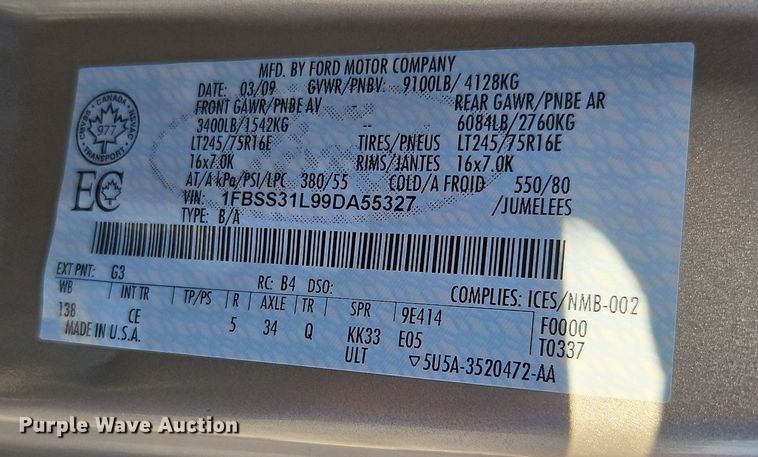 image for item DP2475 2009 Ford E350 XL Super Duty  van