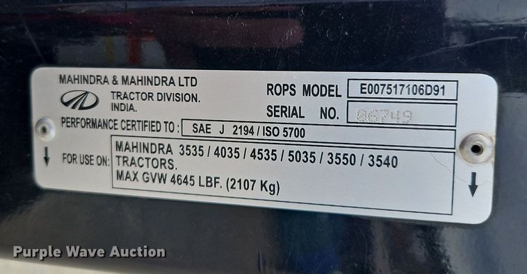 image for item DP2505 2015 Mahindra 3540 MFWD tractor