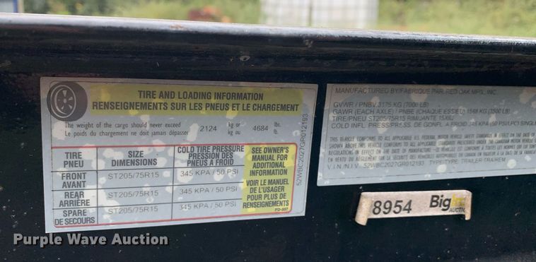 image for item DP8694 2016 Red Oak Mfg. Inc.  utility trailer