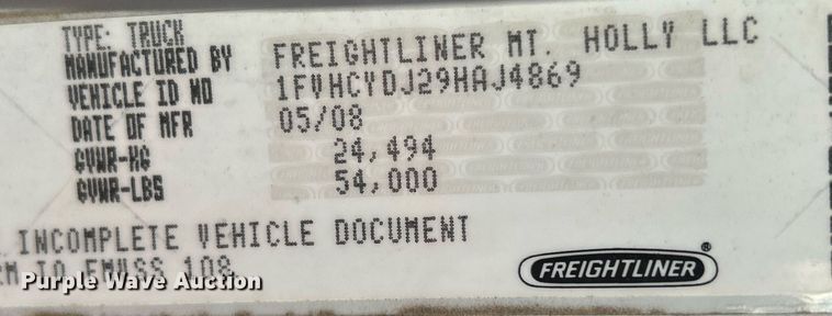 image for item DQ0958 2009 Freightliner Business Class M2 106  refuse truck