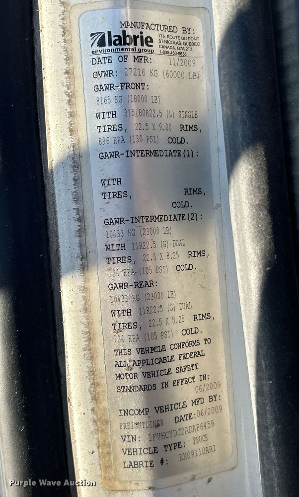 image for item DQ0959 2010 Freightliner Business Class M2 106  refuse truck