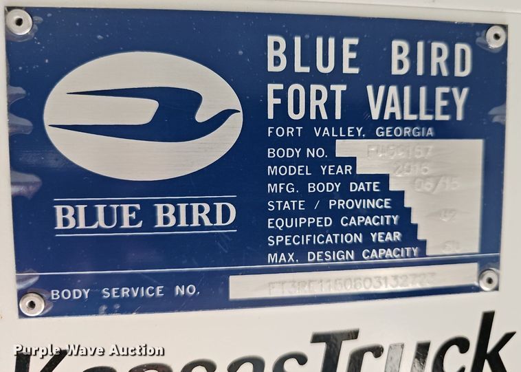 image for item DR5783 2016 Blue Bird T3RE 4006S  transit bus
