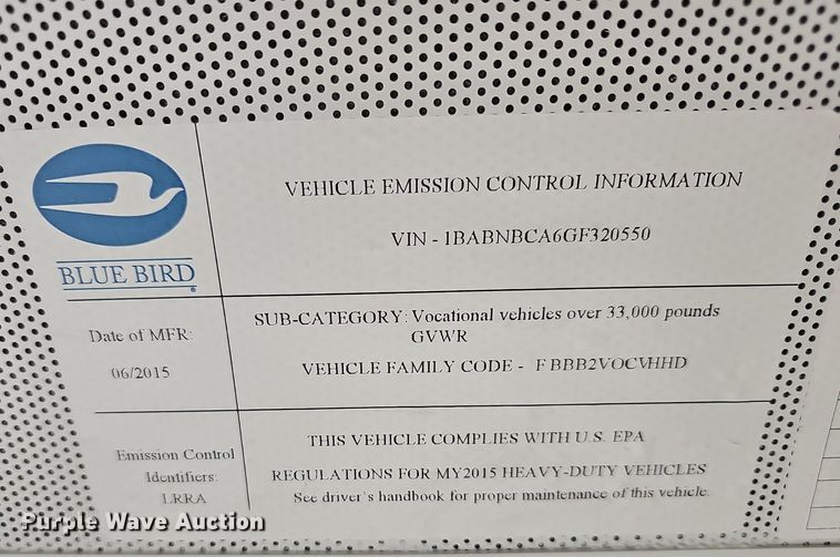 image for item DR5783 2016 Blue Bird T3RE 4006S  transit bus