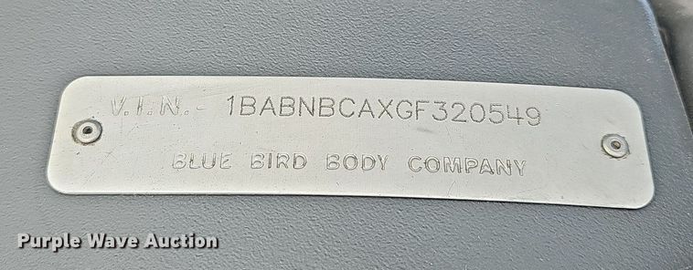 image for item DR5784 2016 Blue Bird T3RE 4006S  transit bus