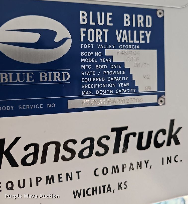 image for item DR5784 2016 Blue Bird T3RE 4006S  transit bus