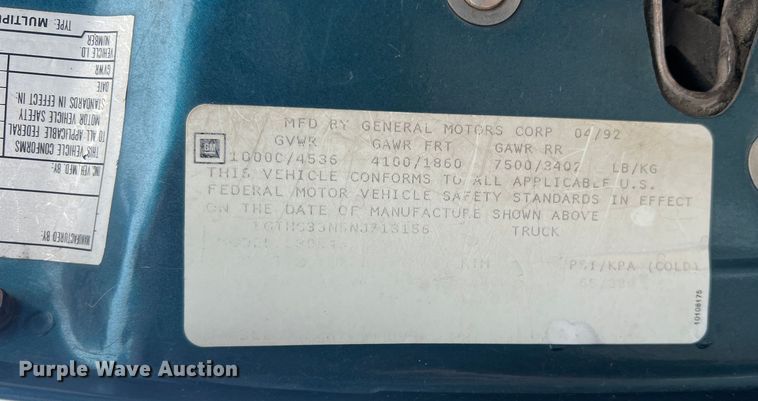 image for item DS2458 1992 GMC Sierra C3500  Crew Cab pickup truck