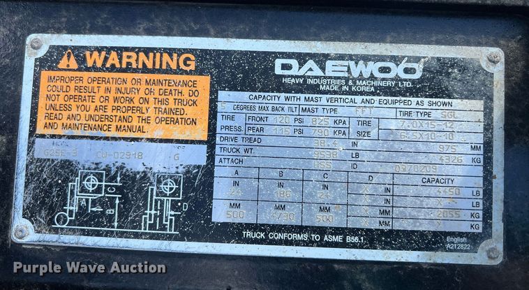 image for item DW2842 Daewoo G25E-3  forklift