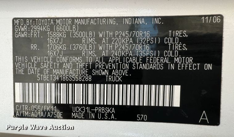 image for item GQ9217 2006 Toyota Tundra  Double Cab pickup truck