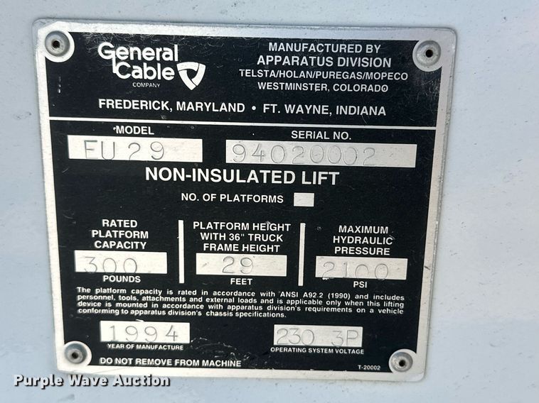 image for item IU9031 1994 Ford F450 Super Duty  bucket truck