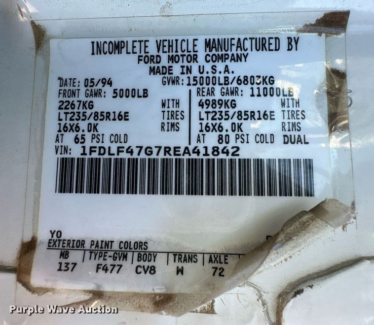 image for item IU9031 1994 Ford F450 Super Duty  bucket truck