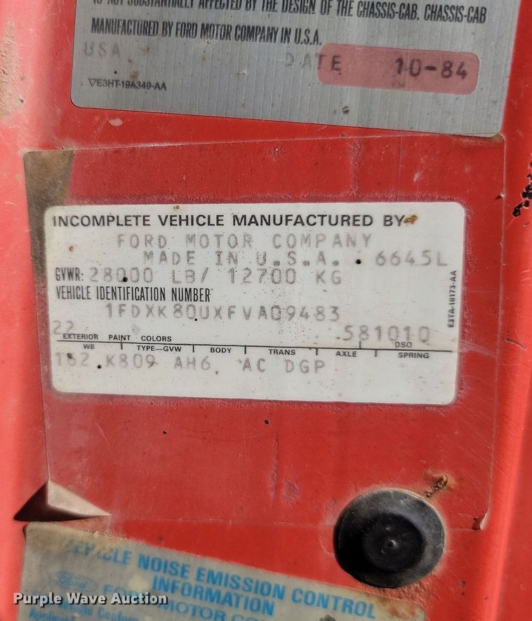 image for item JG9763 1985  Ford 8000  dump truck