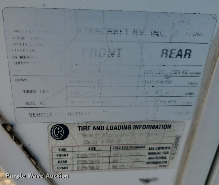 image for item JG9764 2007 Starcraft Homestead  camper