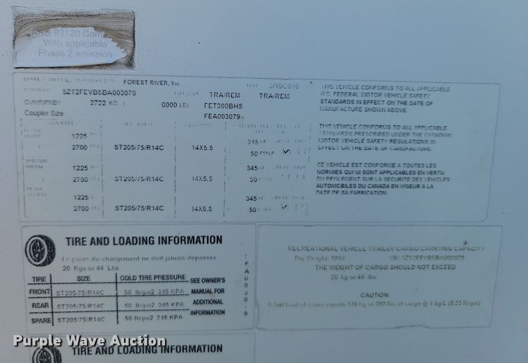 image for item JG9766 2011 Forrest River Coachmen  camper