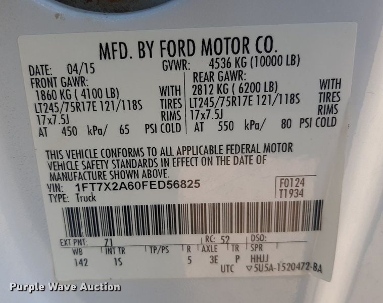 image for item KD9170 2015 Ford F250 Super Duty  SuperCab pickup truck