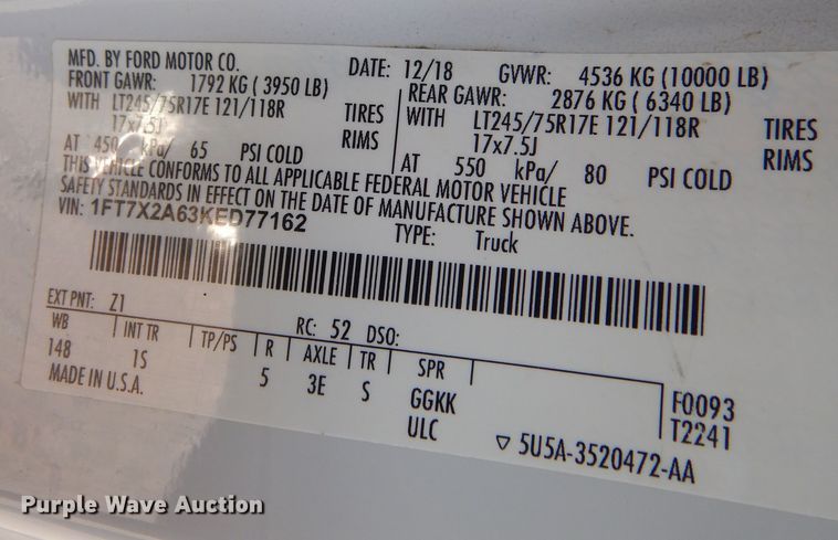 image for item KD9201 2019 Ford F250 Super Duty  SuperCab pickup truck