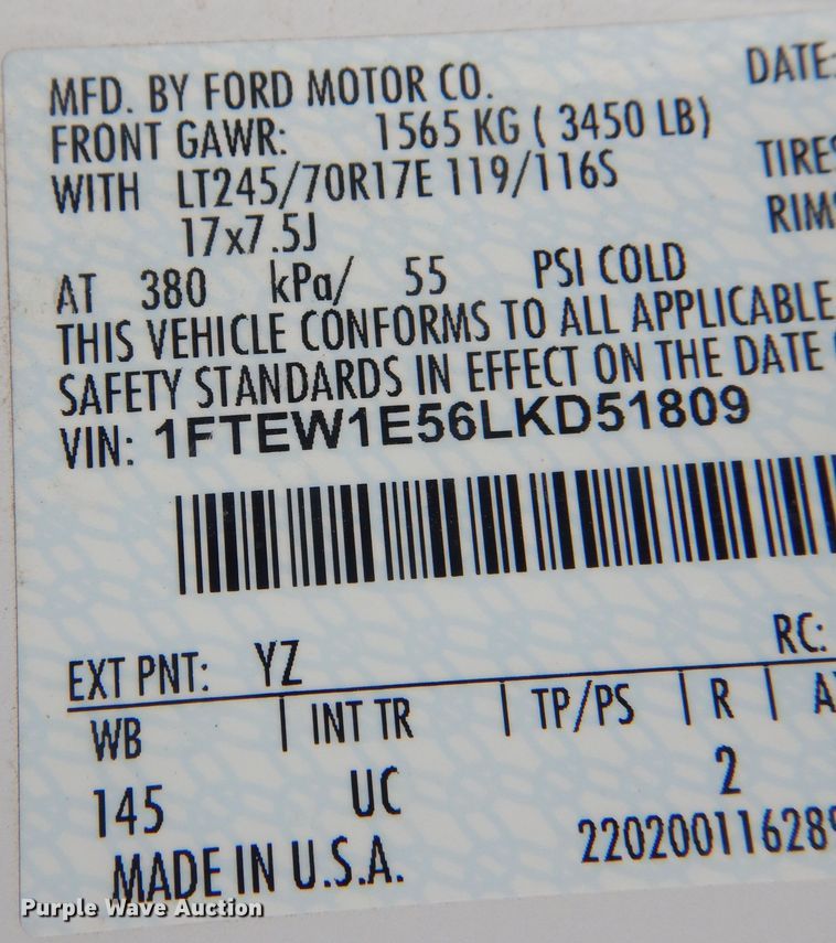 image for item KD9205 2020 Ford F150  SuperCrew pickup truck