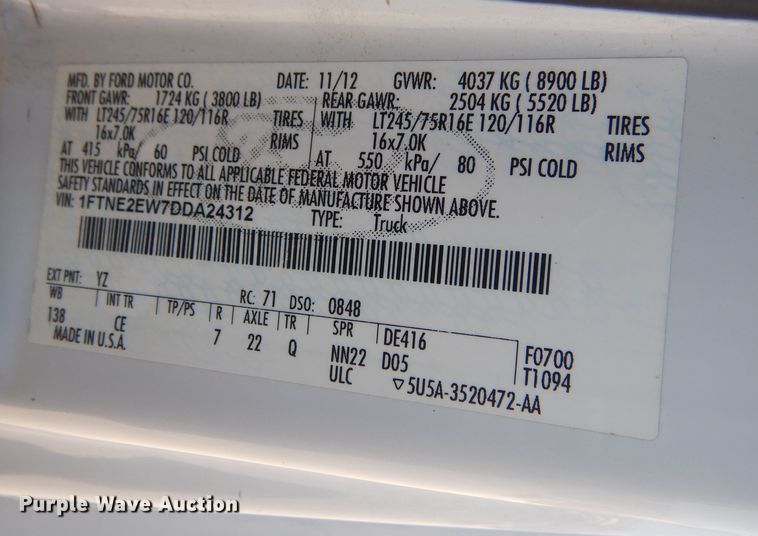 image for item KD9216 2013 Ford E250  van