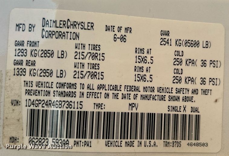 image for item KH9529 2006 Dodge Grand Caravan  van