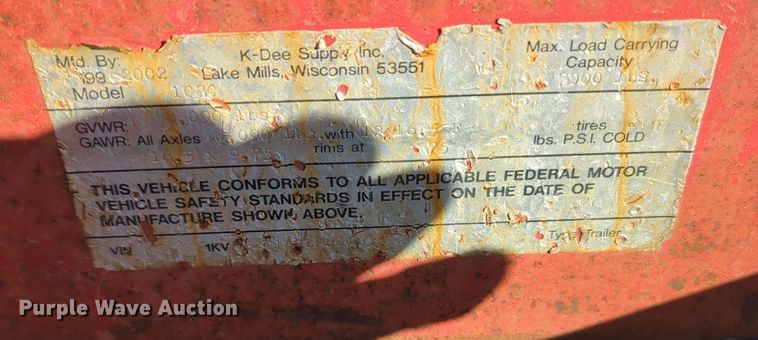 image for item KW9045 2003 K-Dee  reel trailer