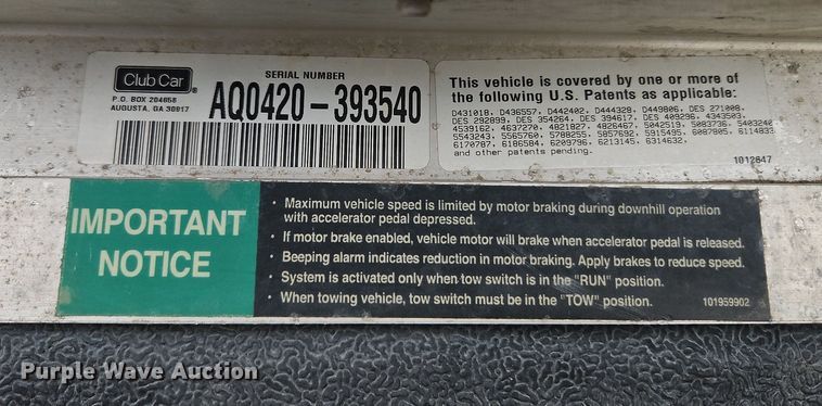 image for item LM9163 Club Car  golf cart