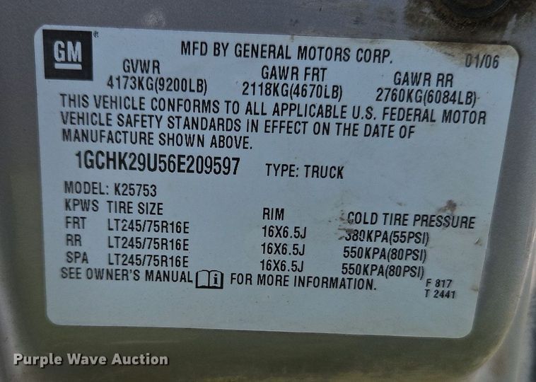 image for item LM9224 2006 Chevrolet Silverado 2500HD  Ext. Cab pickup truck