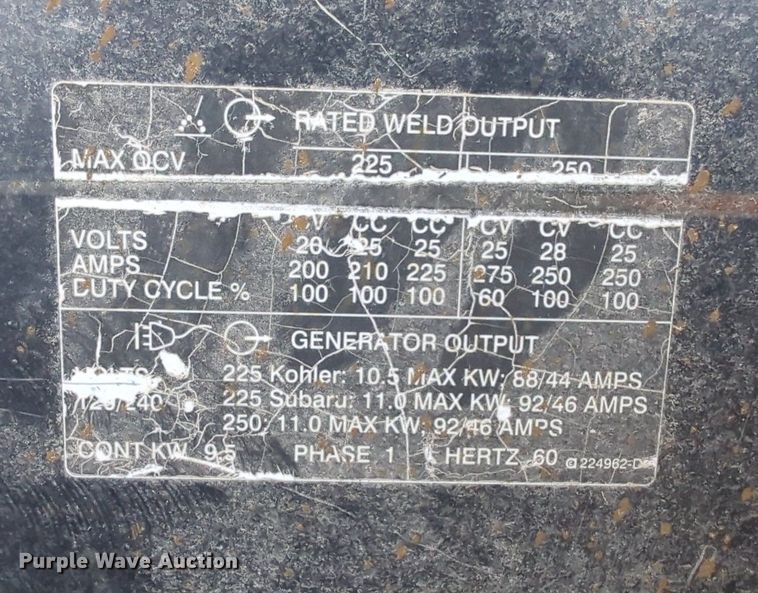 image for item LM9859 Miller Bobcat 250  welder/generator