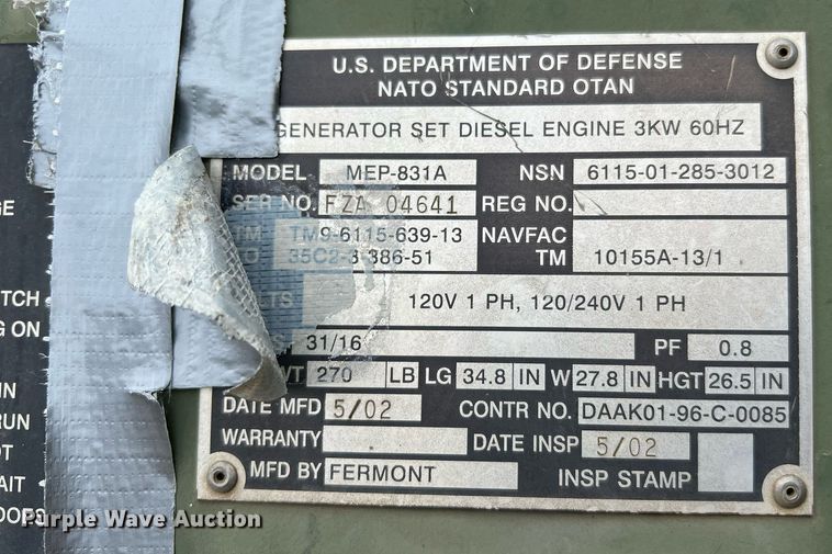 image for item LU9812 (4) MEP-831A generators