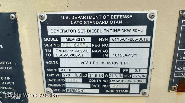 image for item LU9812 (4) MEP-831A generators