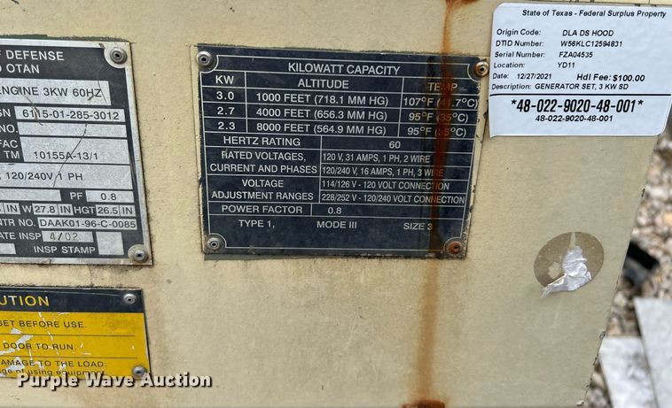 image for item LU9812 (4) MEP-831A generators