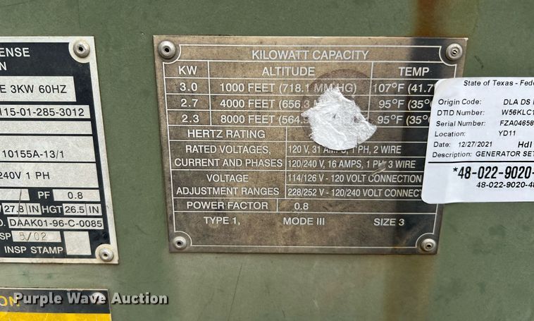 image for item LU9812 (4) MEP-831A generators