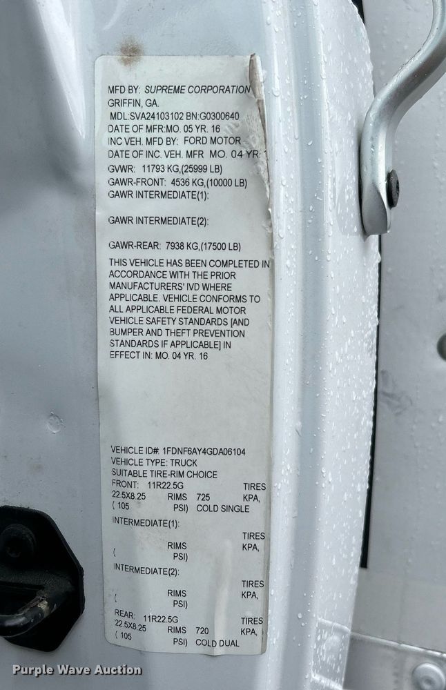 image for item LV9091 2016 Ford F650 Super Duty  box truck