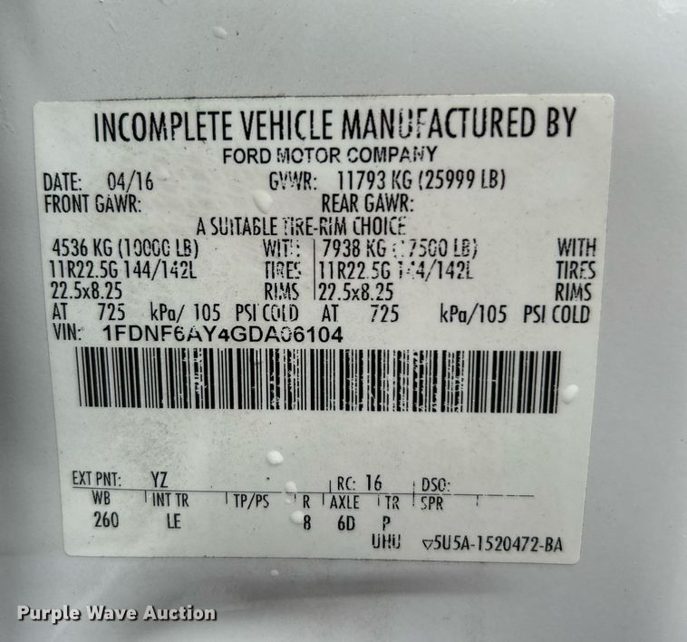 image for item LV9091 2016 Ford F650 Super Duty  box truck