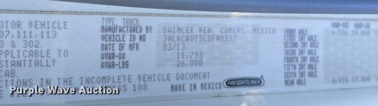 image for item LV9935 2014 Freightliner M2  box truck