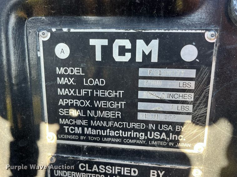 image for item MG9525 TCM FG18N17T  forklift