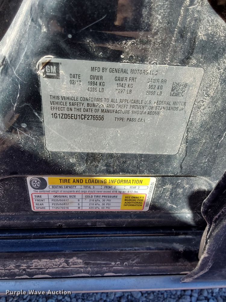 image for item MH9433 2012 Chevrolet Malibu LT