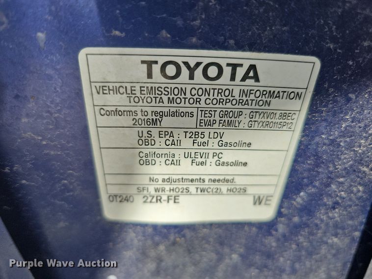 image for item MH9436 2016 Toyota Corolla S