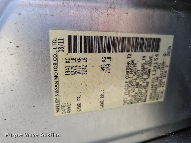 image for item MH9437 2012 Nissan Altima