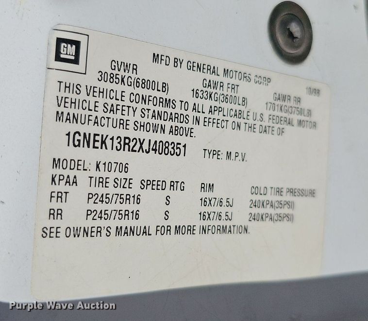 image for item MH9440 1999 Chevrolet Tahoe LS  SUV