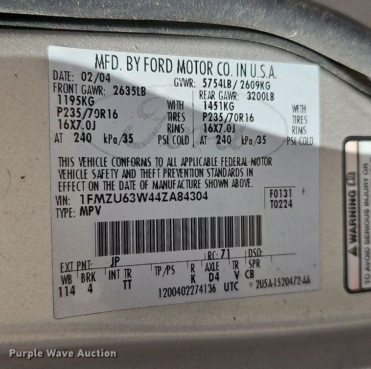 image for item MH9441 2004 Ford Explorer XLT  SUV