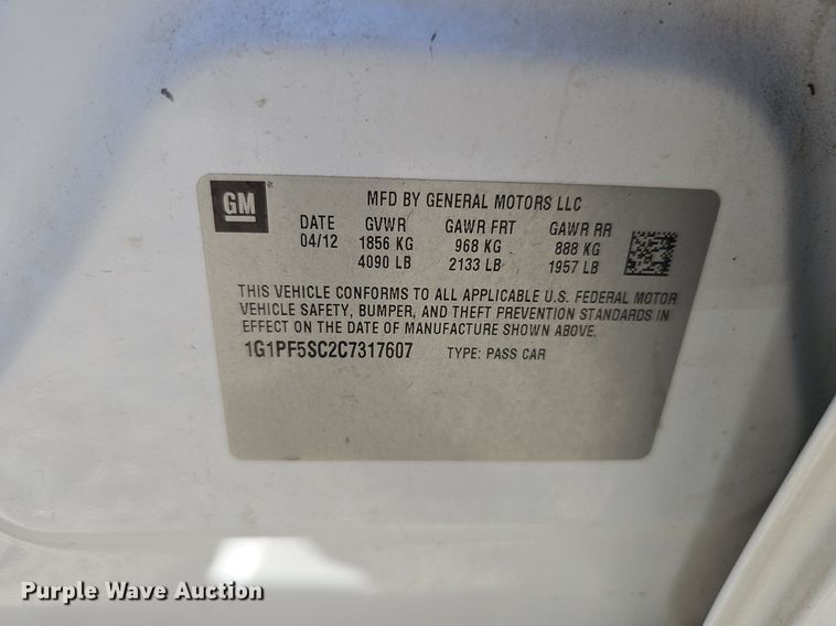 image for item MH9442 2012 Chevrolet Cruze LT