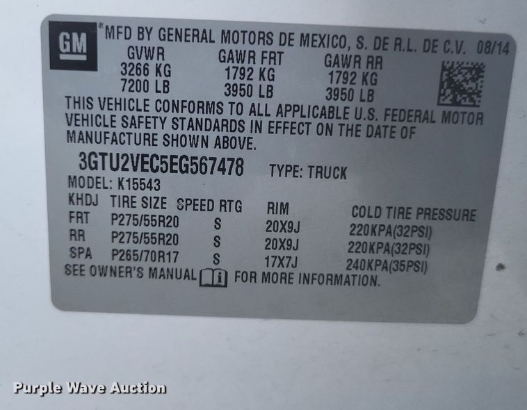 image for item MI9796 2014 GMC Sierra 1500 SLT  Crew Cab pickup truck