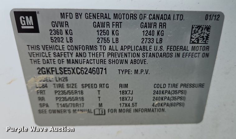 image for item MI9798 2012 GMC Terrain  SUV