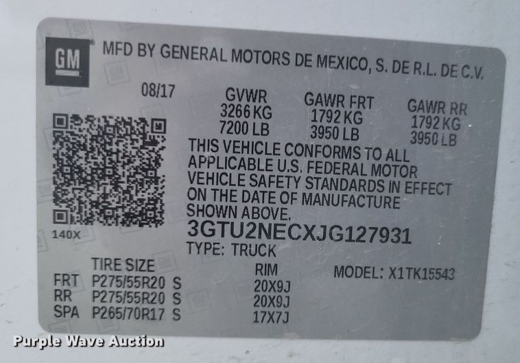 image for item MI9799 2018 GMC Sierra 1500 SLT  Crew Cab pickup truck