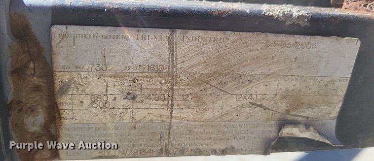 image for item MI9801 2004 Tri-State Industrial  utility trailer