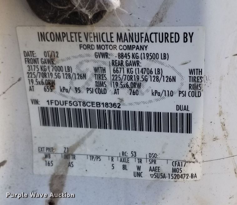 image for item MU9235 2012 Ford F550 Super Duty XL  flatbed truck