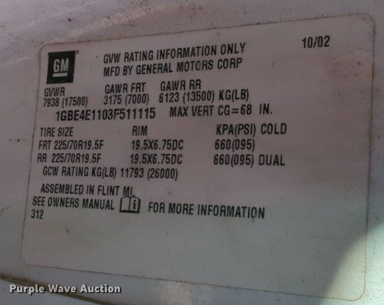 image for item MX9501 2003 Chevrolet C4500  flatbed truck