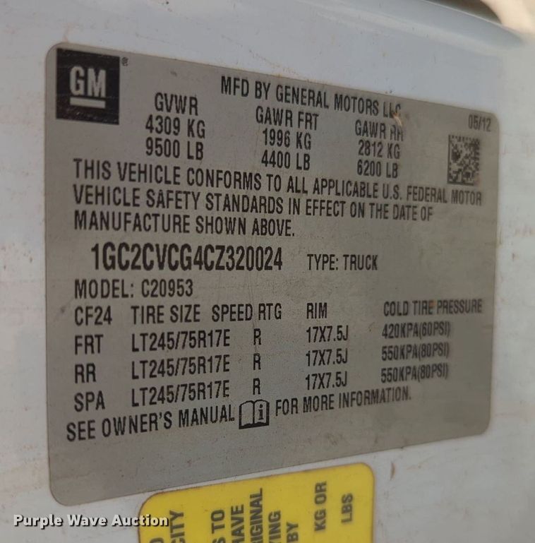 image for item MX9503 2012 Chevrolet Silverado 2500HD  Ext. Cab utility bed pickup truck